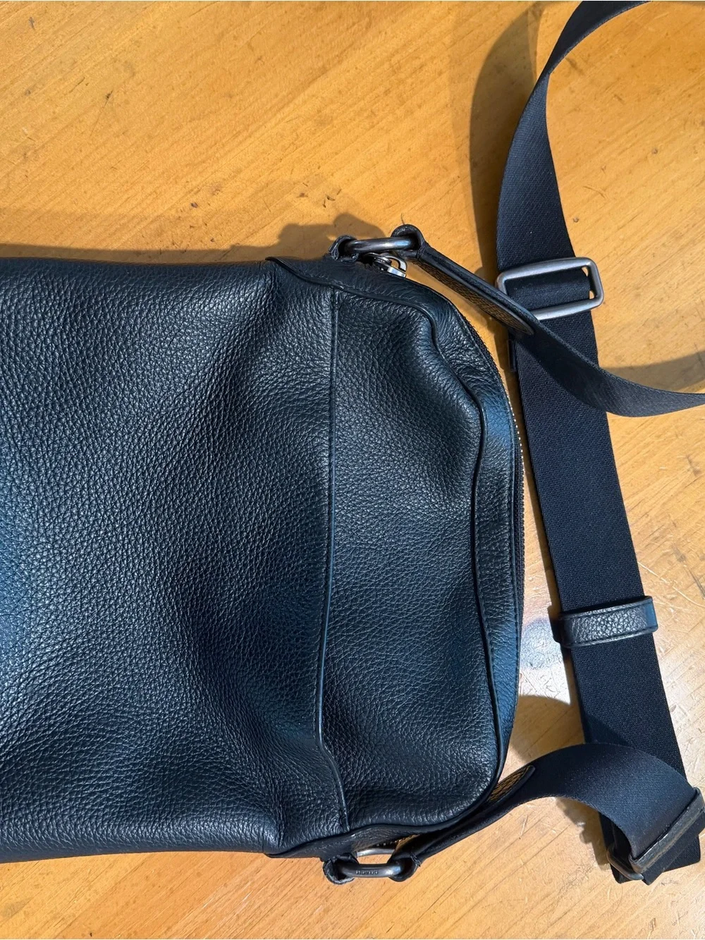 Coach Men’s Houston Flight Bag Black Pebbled Leather Messenger Crossbody